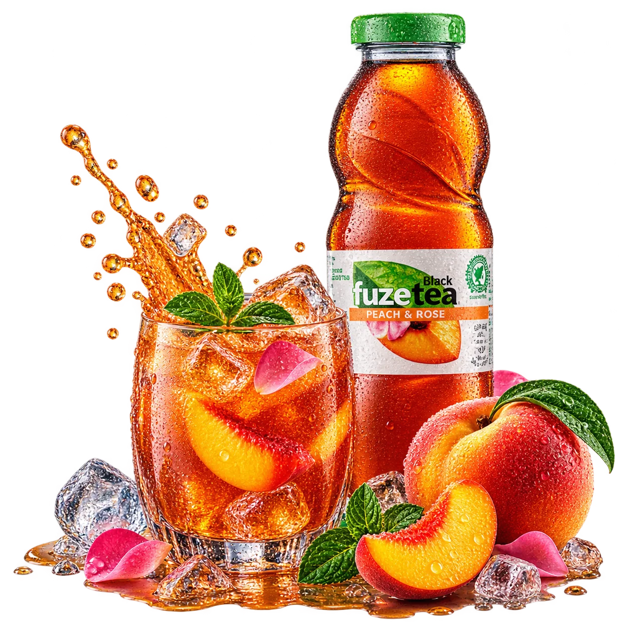 Fuzetea ledeni čaj breskva 0.25 l sa ledom, mentom i breskvom