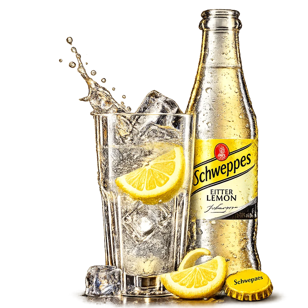 Schweppes Bitter Lemon 0.25 l sa čašom, ledom i limunom