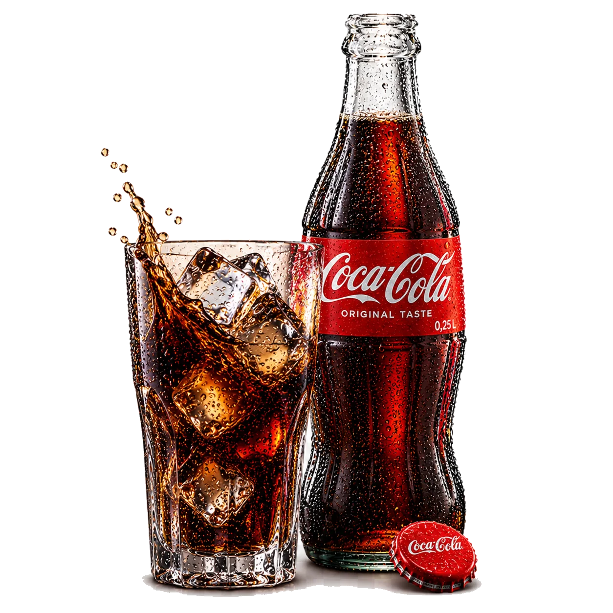 Otvorena Coca-Cola Original Taste 0.25 l sa čašom i ledom